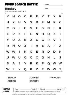 Printable Hockey Word Search