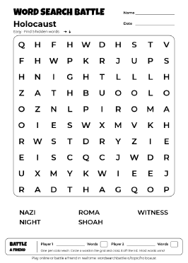 Printable Holocaust Word Search