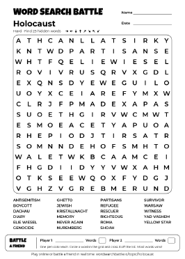 Printable Holocaust Word Search