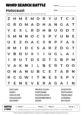 Printable Holocaust Word Search