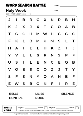 Printable Holy Week Word Search