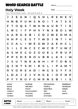Printable Holy Week Word Search