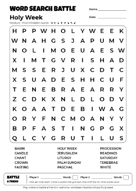 Printable Holy Week Word Search