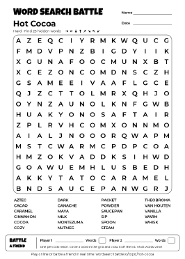 Printable Hot Cocoa Word Search