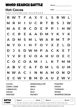 Printable Hot Cocoa Word Search Preview