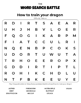 Printable How To Train Your Dragon Word Search