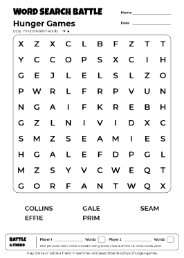 Printable Hunger Games Word Search