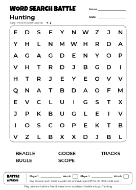 Printable Hunting Word Search