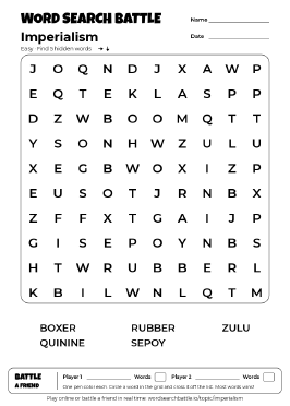 Printable Imperialism Word Search