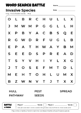 Printable Easy Invasive Species Word Search