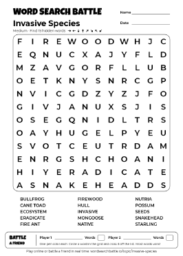 Printable Medium Invasive Species Word Search