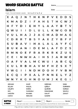 Printable Hard Islam Word Search
