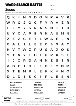 Printable Jesus Word Search