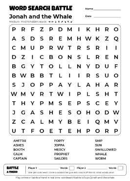 Printable Jonah and the Whale Word Search