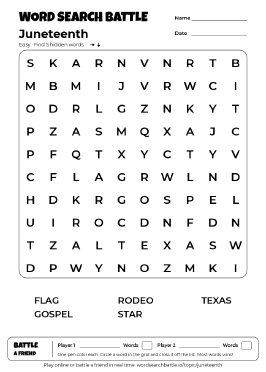 Printable Juneteenth Word Search