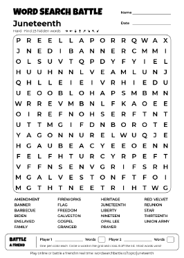 Printable Juneteenth Word Search