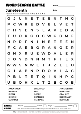 Printable Juneteenth Word Search