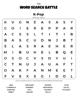 Printable K-Pop Word Search