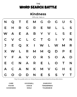 Printable Kindness Word Search
