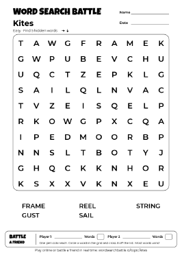 Printable Kites Word Search