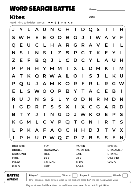 Printable Kites Word Search