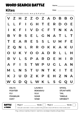 Printable Kites Word Search