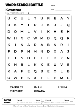 Printable Kwanzaa Word Search