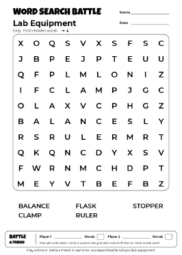 Printable Lab Equipment Word Search
