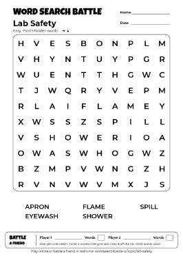 Printable Easy Lab Safety Word Search