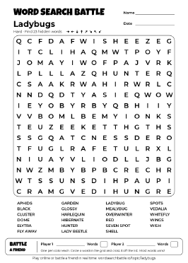 Printable Ladybugs Word Search
