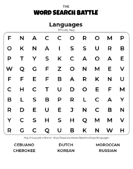 Printable Easy Languages Word Search