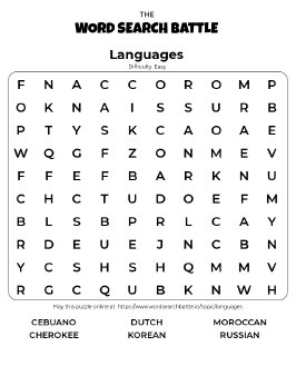 Printable Languages Word Search