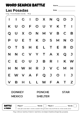 Printable Las Posadas Word Search