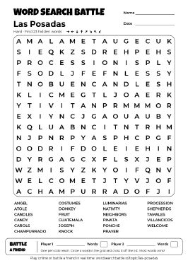 Printable Las Posadas Word Search