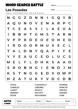 Printable Las Posadas Word Search