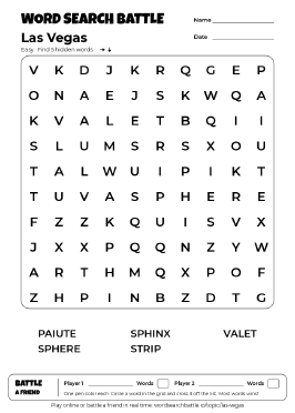 Printable Las Vegas Word Search