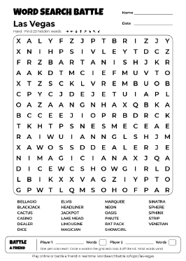Printable Las Vegas Word Search