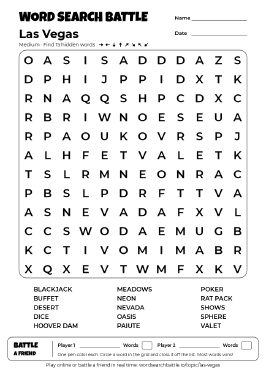Printable Las Vegas Word Search