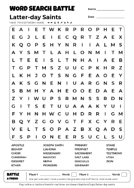 Printable Latter-day Saints Word Search