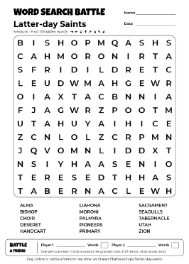 Printable Latter-day Saints Word Search