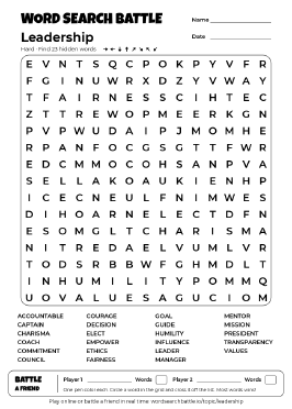Printable Leadership Word Search