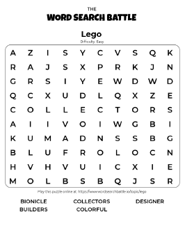 Printable Easy Lego Word Search