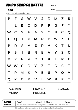 Printable Lent Word Search