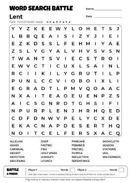Printable Lent Word Search