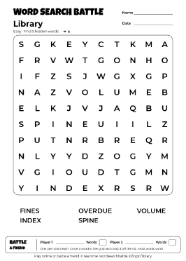 Printable Easy Library Word Search