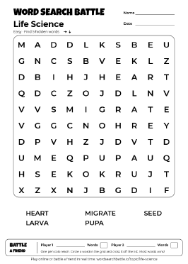 Printable Life Science Word Search