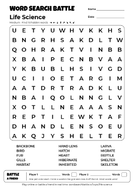 Printable Life Science Word Search
