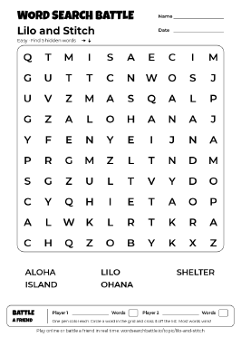 Printable Lilo and Stitch Word Search