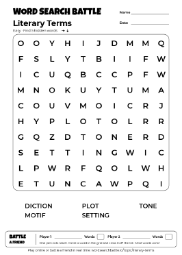 Printable Literary Terms Word Search