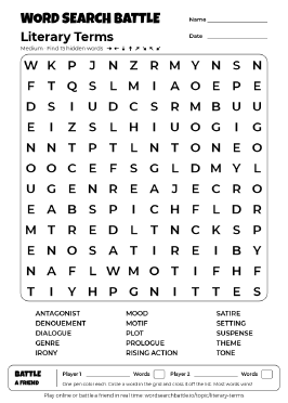 Printable Literary Terms Word Search